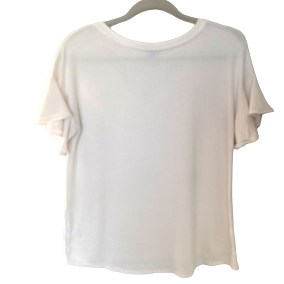 A New Day V-neck shirt with puffy short sleeves, Small, White - Picture 2 of 3